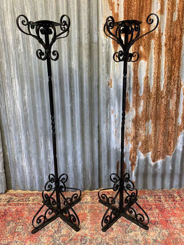 A pair of wrought iron Gothic candlesticks - Belle and Beast Emporium