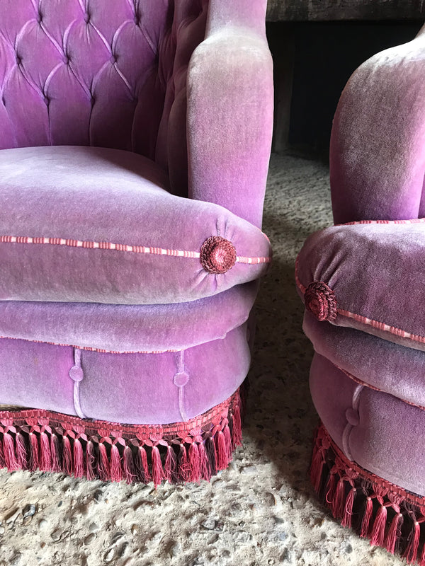 Purple velvet chair on sale and ottoman
