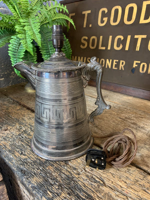 A late 19th Century pitcher table lamp conversion
