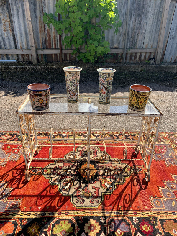 Tyson Wrought Iron Console Table With Glass Top Wrought Iron
