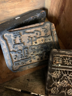 A large collection of hand-carved wooden printing blocks