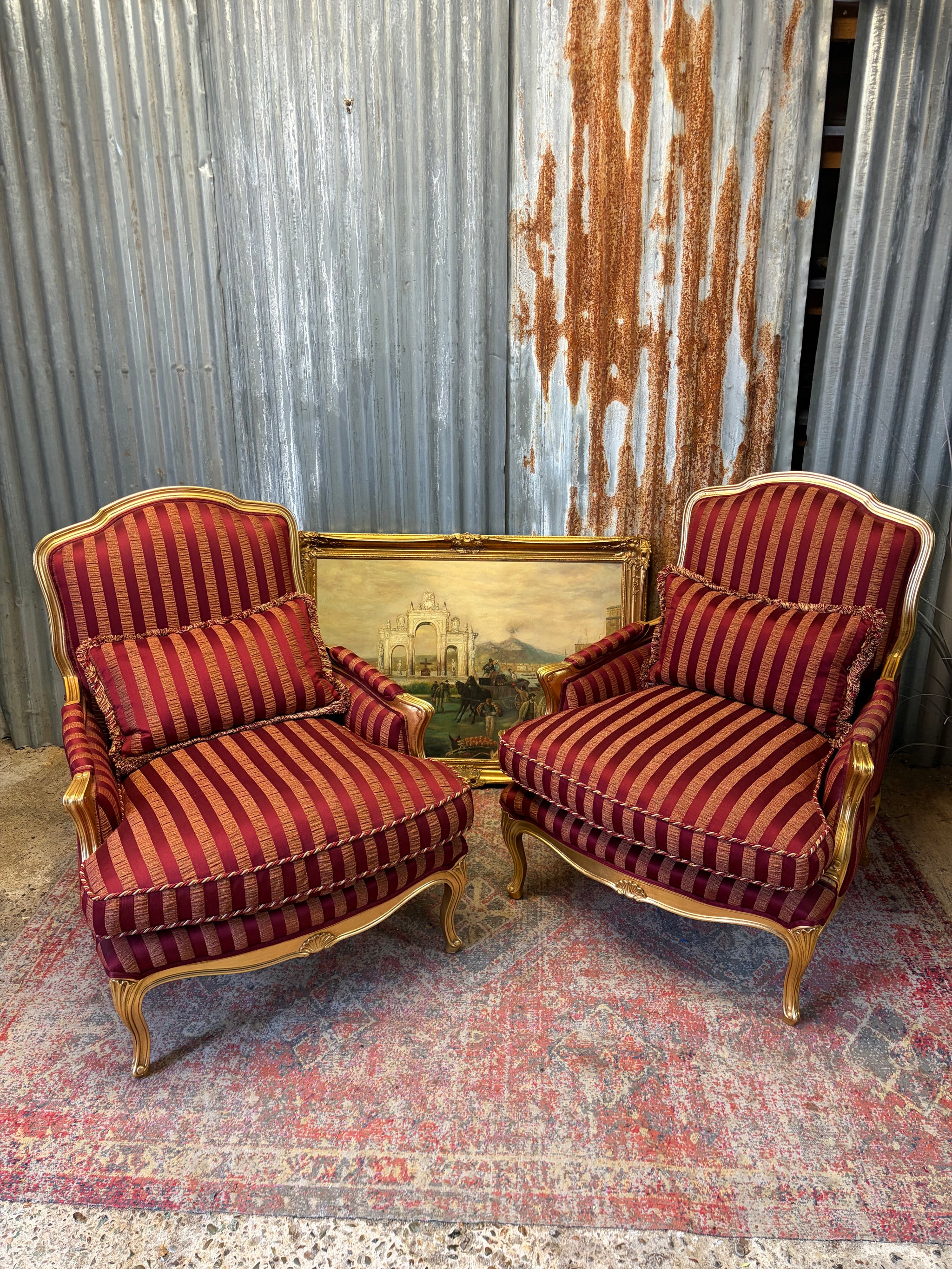 A pair of Louis XV giltwood chairs