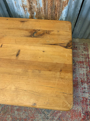 A large pine coffee table