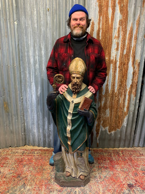 A large 19th Century plaster statue of St Patrick