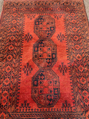 A red orange ground Persian carpet rug ~ 161cm x 101cm