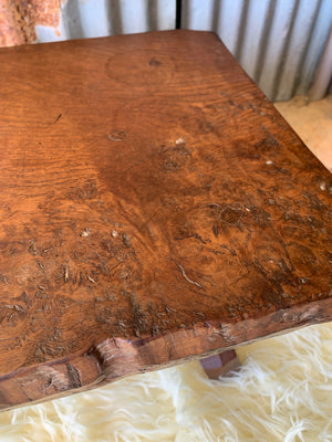 A burr oak stool by Jack Grimble of Cromer