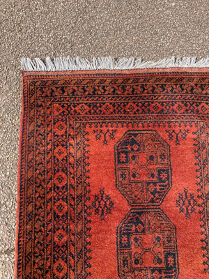 A red orange ground Persian carpet rug ~ 161cm x 101cm