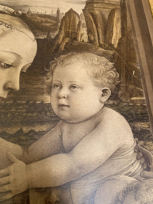 A framed Victorian print of Filippo Lippi’s Madonna and Child