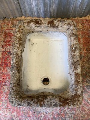 A pair of porcelain butler's sink trough planters