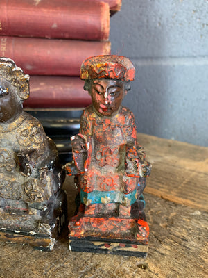 A group of four Chinese carved wood and gesso figures