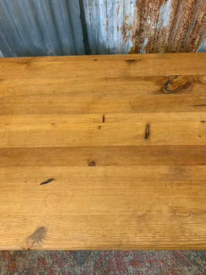 A large pine coffee table