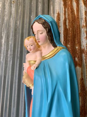 A very large plaster Madonna and Child statue