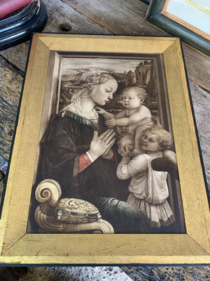 A framed Victorian print of Filippo Lippi’s Madonna and Child