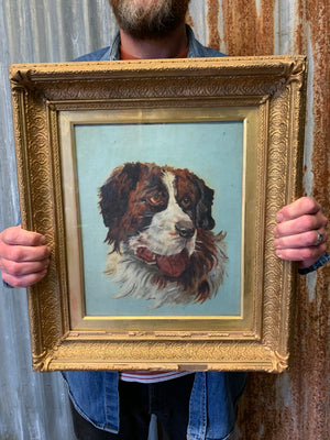 A 19th Century oil painting of a St. Bernard dog