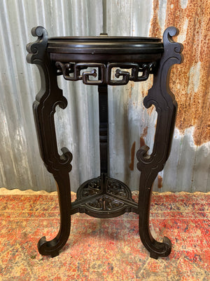 A Chinese black ebonised jardinière pedestal stand