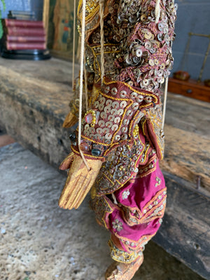 A beaded wooden Burmese marionette puppet ~ Gold