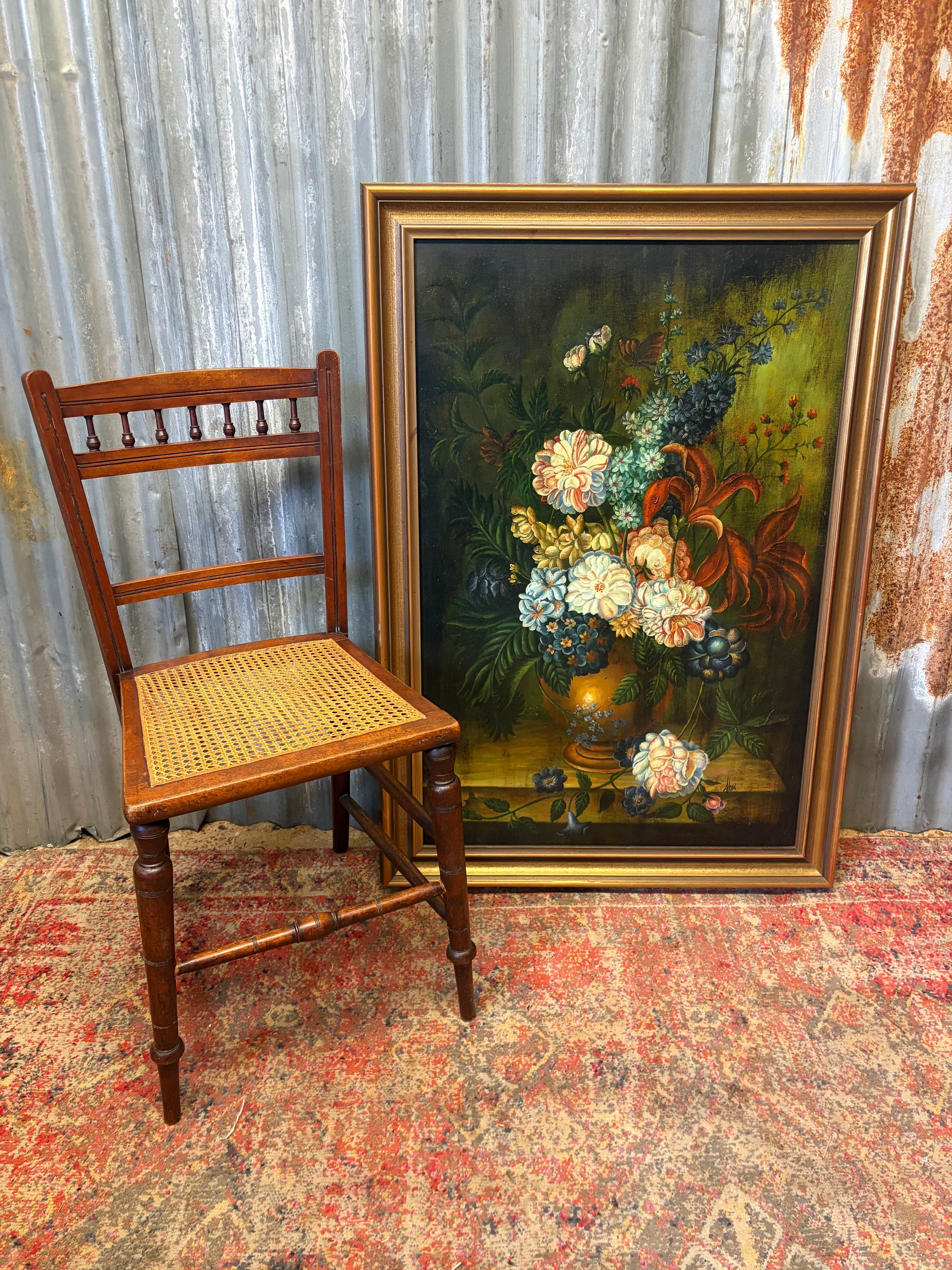 A large original Dutch school floral oil painting