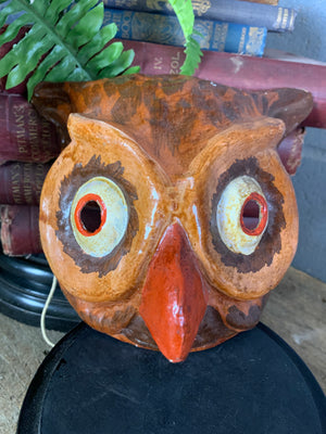 A Ukrainian papier-mâché mask of an owl