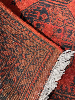 A red orange ground Persian carpet rug ~ 161cm x 101cm