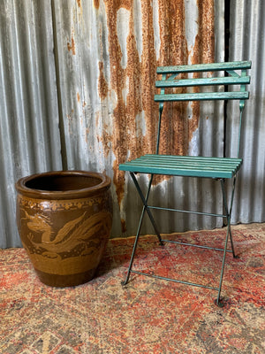 A pair of large glazed Chinese planters & one Dragon planter