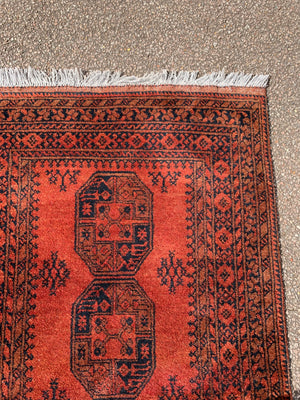 A red orange ground Persian carpet rug ~ 161cm x 101cm