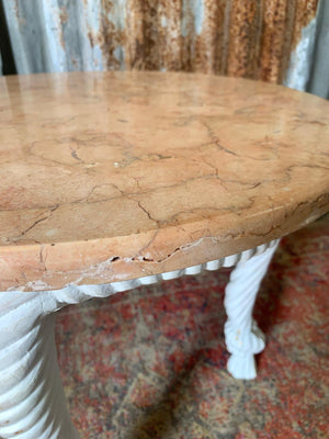 An Italian giltwood and marble rope tassel table