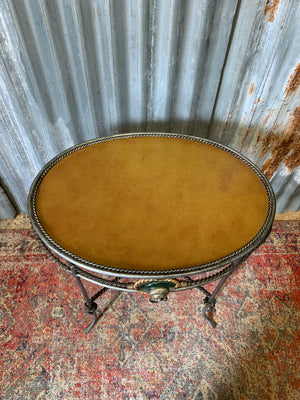 An oval rope style Hollywood Regency side table