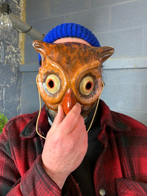 A Ukrainian papier-mâché mask of an owl