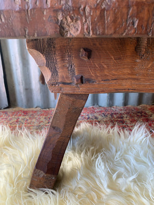 A burr oak stool by Jack Grimble of Cromer