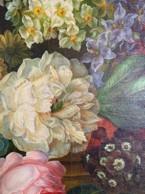 A large original Dutch school floral oil on canvas