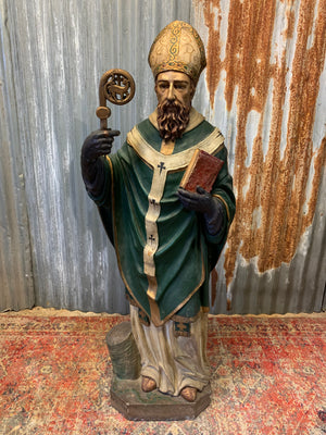 A large 19th Century plaster statue of St Patrick