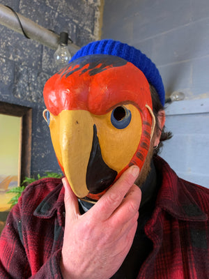 A Ukrainian papier-mâché mask of a macaw