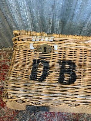 A Victorian wicker laundry basket on castors ~ B