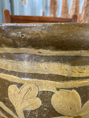 A pair of large glazed Chinese planters & one Dragon planter