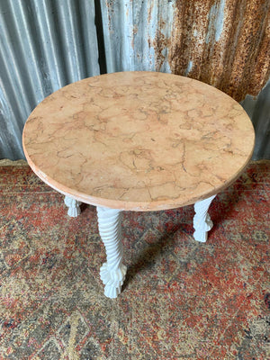 An Italian giltwood and marble rope tassel table