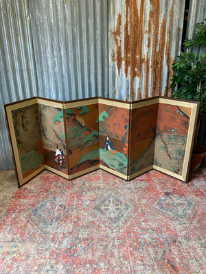 A large hand-painted Japanese screen SOLD