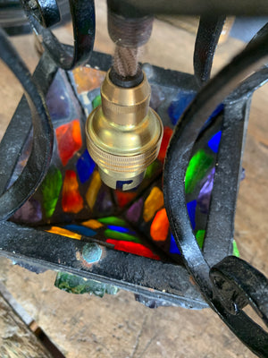 An original Peter Marsh leaded glass ceiling lantern