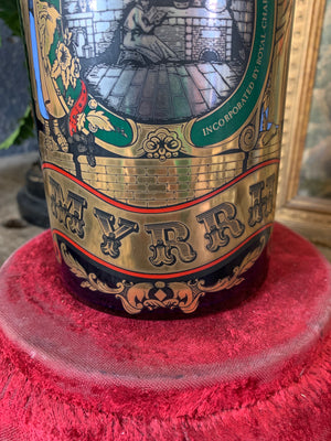 A blue glass myrrh apothecary jar by the Royal Pharmaceutical Society