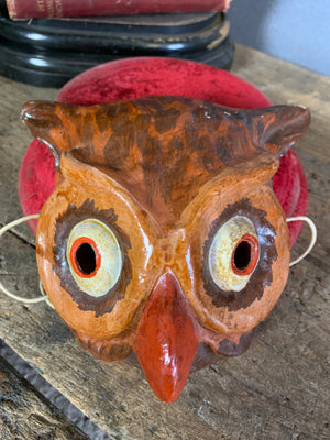 A Ukrainian papier-mâché mask of an owl