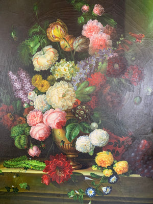A large original Dutch school floral oil on canvas