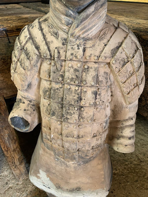 A large Chinese terracotta warrior garden statue