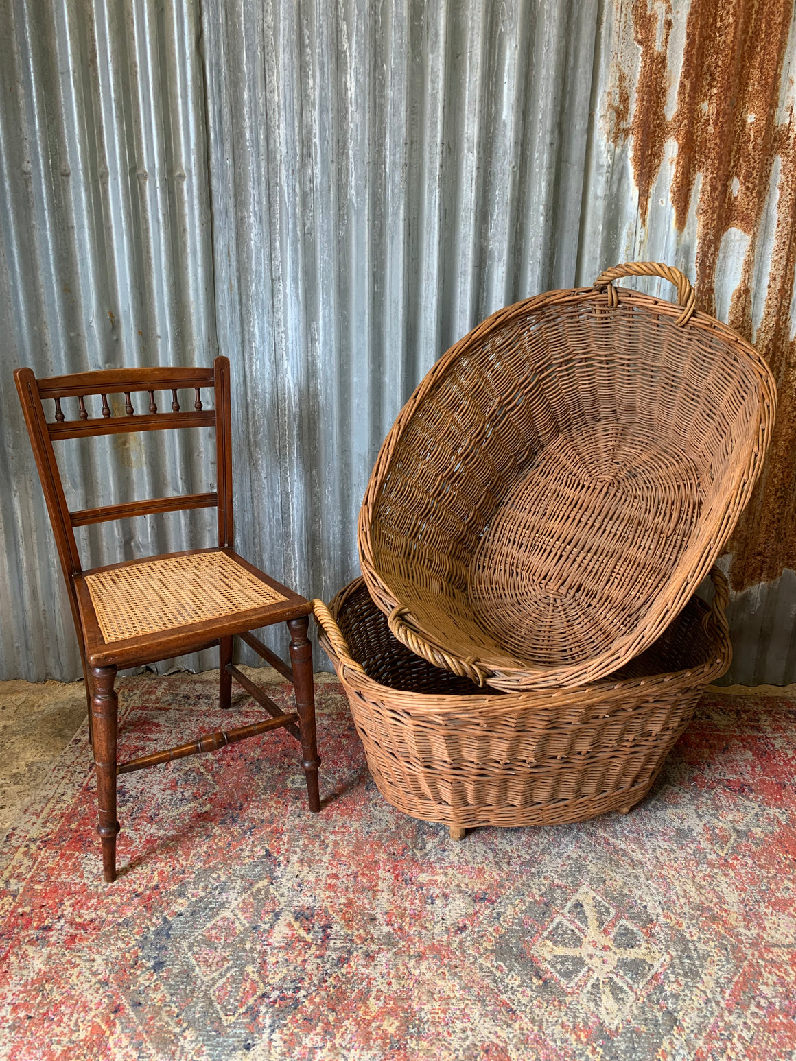 A large wicker basket ~ B