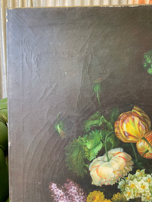A large original Dutch school floral oil on canvas