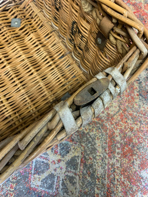 A Victorian wicker laundry basket on castors ~ B