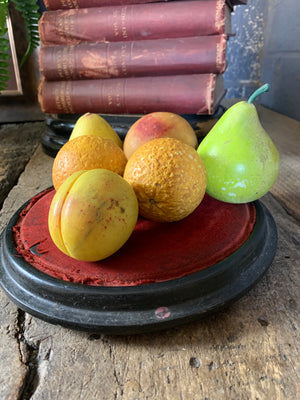A set of six hand-painted alabaster fruits