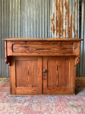 A pine double lectern standing desk