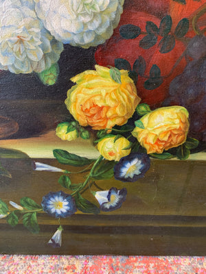 A large original Dutch school floral oil on canvas