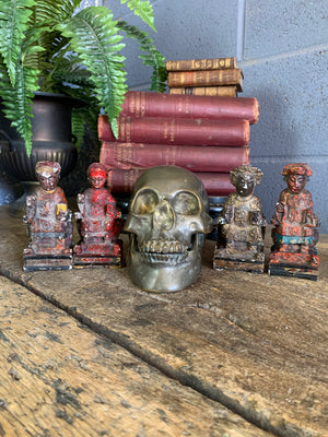 A group of four Chinese carved wood and gesso figures