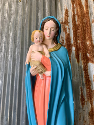 A very large plaster Madonna and Child statue