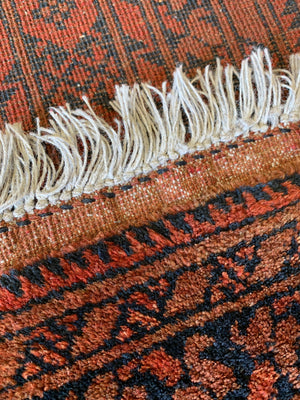 A red orange ground Persian carpet rug ~ 161cm x 101cm